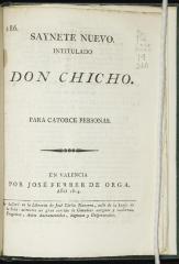 Saynete nuevo intitulado Don Chicho.