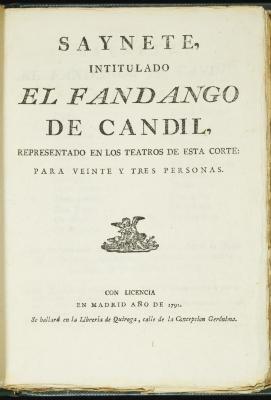 Saynete intitulado El fandango de candil :