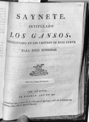 Saynete, intitulado Los gansos.