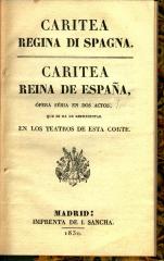 Caritea, regina di Spagna. / Caritea, reina de España :
