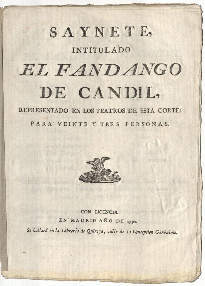 Saynete, intitulado El fandango de candil,