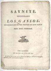 Saynete, intitulado Los Gansos,