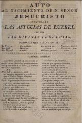 Auto al nacimiento de N. Señor Jesucristo intutulado Las astucias de Luzbel contra las divinas profecias.