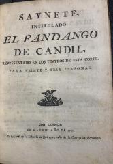 Saynete, intitulado El fandango de Candil :
