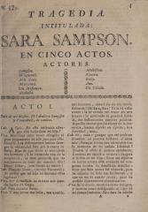 Tragedia intitulada Sara Sampson :