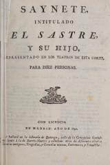 Saynete intitulado El sastre y su hijo.