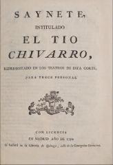 Saynete intitulado El tío Chivarro.
