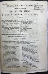 Drama en tres actos intitulado El buen hijo, o Maria Teresa de Austria.
