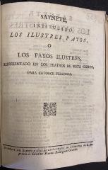 Saynete, intitulado Los ilustres payos, o Los payos ilustres :